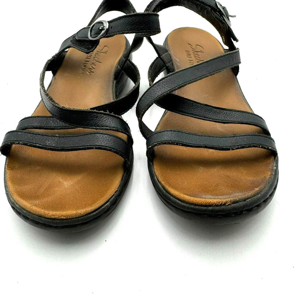 SKECHERS | Women's 8 Black Strappy Ankle Buckle Dressy Go Luxe Foam Sandals‎ - Picture 3 of 8